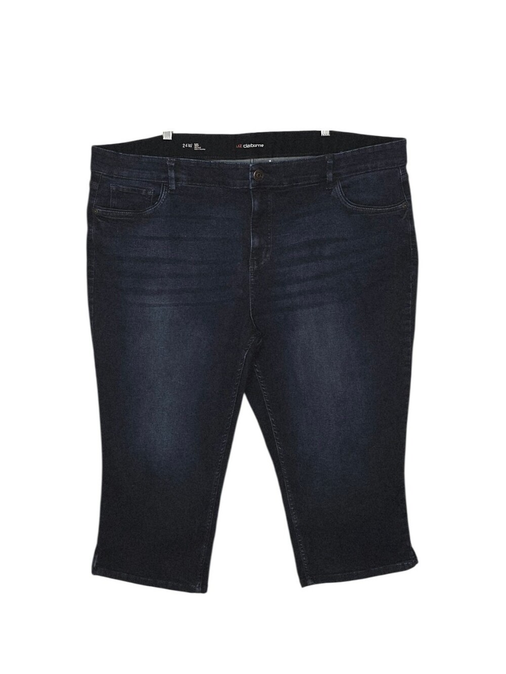 Liz Claiborne Sara Dark Wash Mid-Rise Denim Cropped Capri Jeans Size 24W - Picture 2 of 8